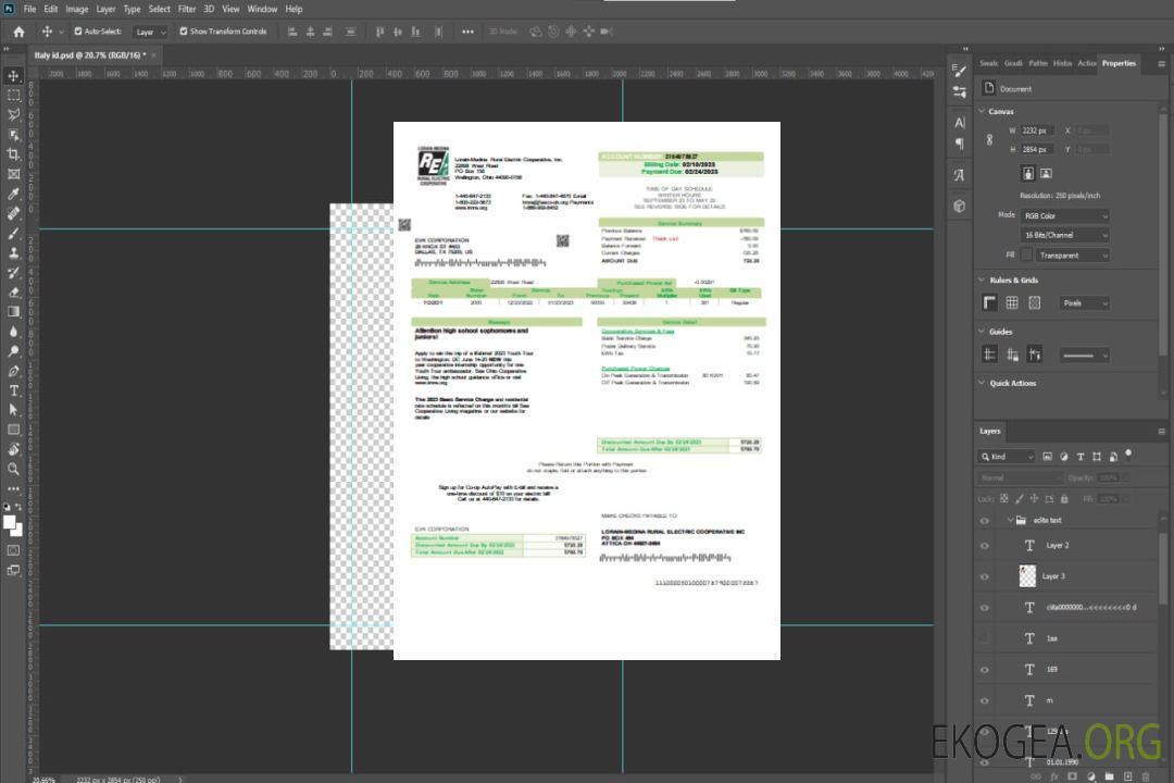 Facture commerciale de service public d'électricité rurale de Lorain Medina, SCR template Facture commerciale de service public d'électricité rurale de Lorain Medina, SCR template